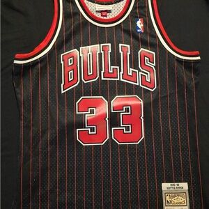 Mitchell & Ness Black and Red Bulls Jersey